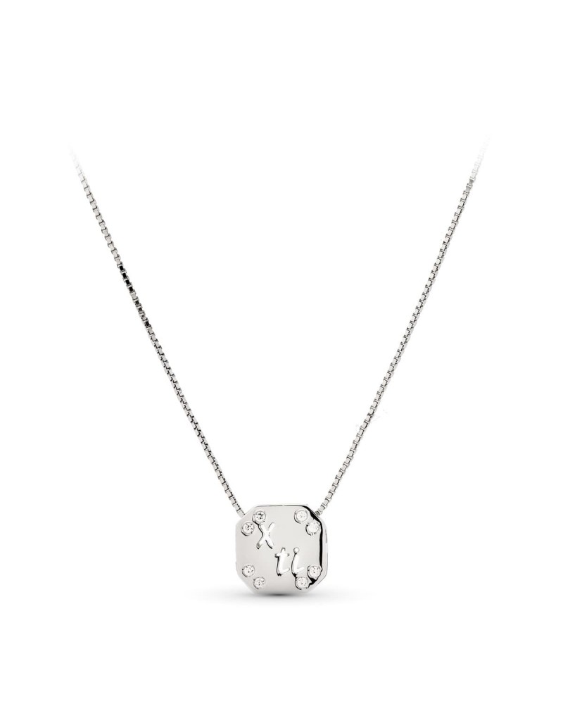 Colgante oro blanco 18k con circonitas palabra amor