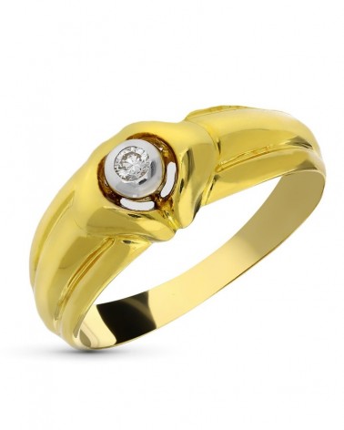 Sortija oro 18k bicolor diamante 0,10 quilates