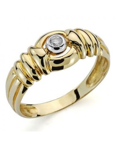 Sortija oro 18k bicolor diamante talla brillante