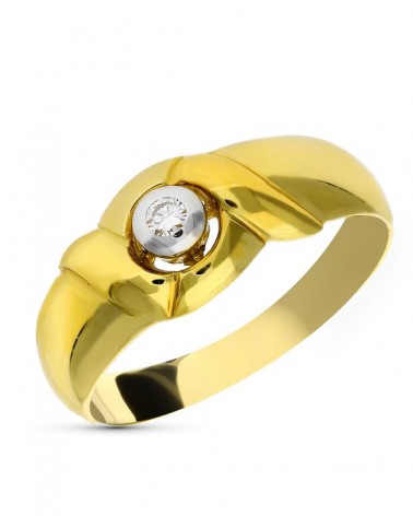 Sortija oro 18k bicolor diamante brillante 0,05 quilates
