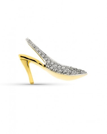 Colgante oro 18k zapato tacón circonitas