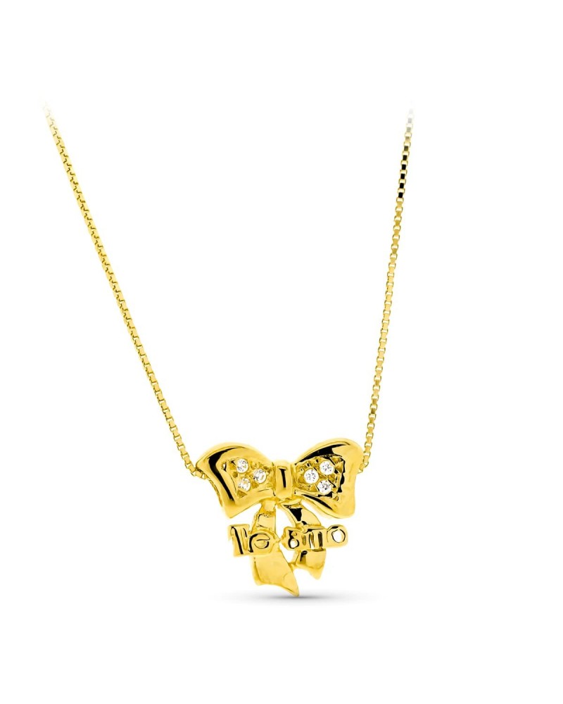 Gargantilla oro 18k amarillo lazo Te Amo circonitas