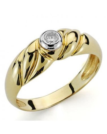 Sortija oro 18k amarillo diamante diseño gallones