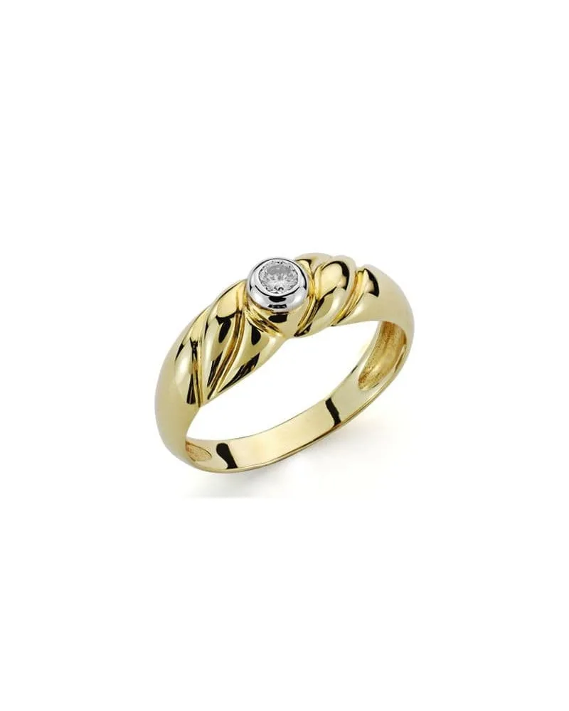 Sortija oro 18k amarillo diamante diseño gallones