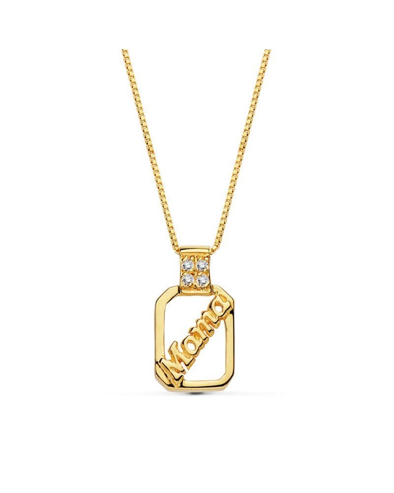 Colgante oro 18k mama circonita cadena 44cm