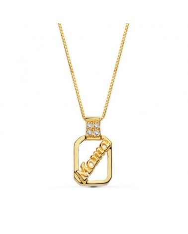 Colgante oro 18k mama circonita cadena 44cm