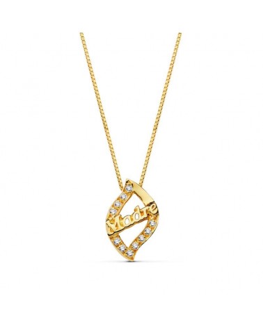 Colgante oro 18k madre circonitas cadena 44 cm