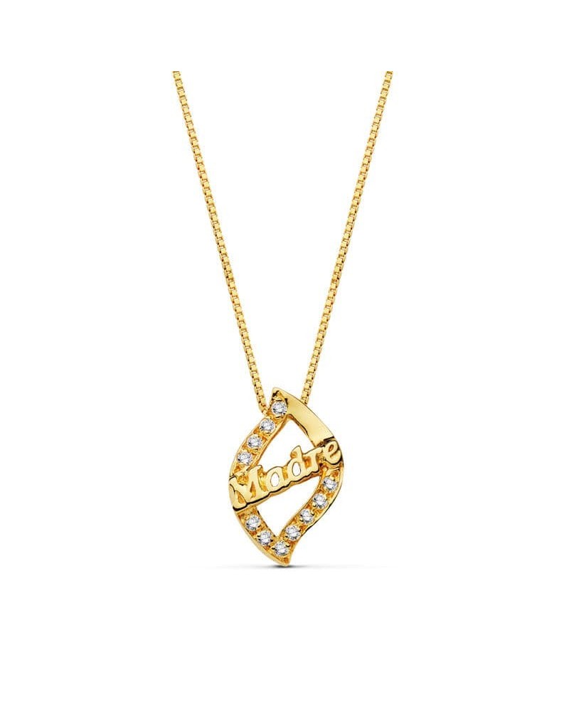 Colgante oro 18k madre circonitas cadena 44 cm