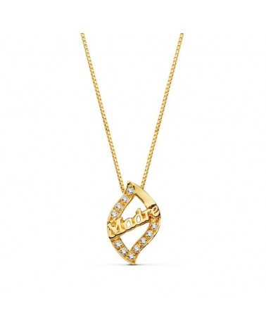 Colgante oro 18k madre circonitas cadena 44 cm