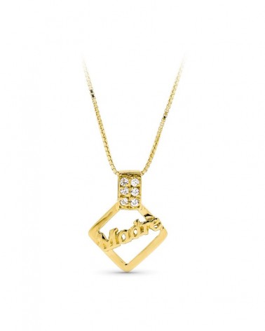 Gargantilla oro 18k Madre circonita cadena veneciana