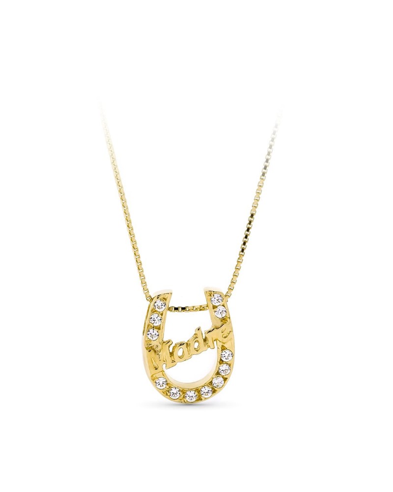 Gargantilla oro 18k herradura madre circonitas