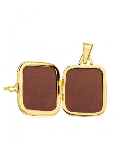 Guardapelo oro 18k cuadrado labrado 21x18 mm