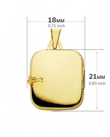 Guardapelo oro 18k cuadrado labrado 21x18 mm