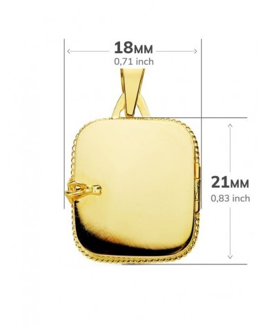 Guardapelo oro 18k cuadrado labrado 21x18 mm