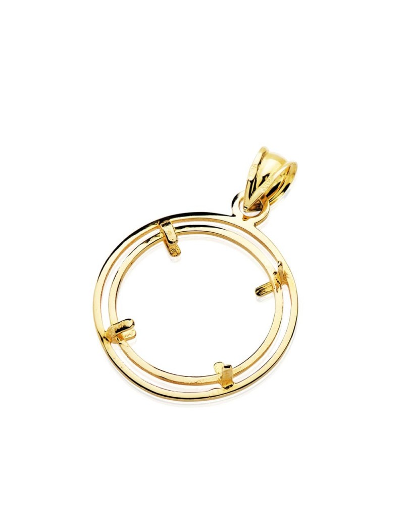 Colgante oro 18k portamonedas circular 18 mm