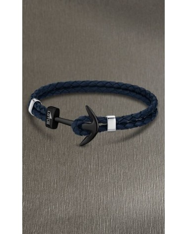 PULSERA LOTUS PIEL AZUL ANCLA