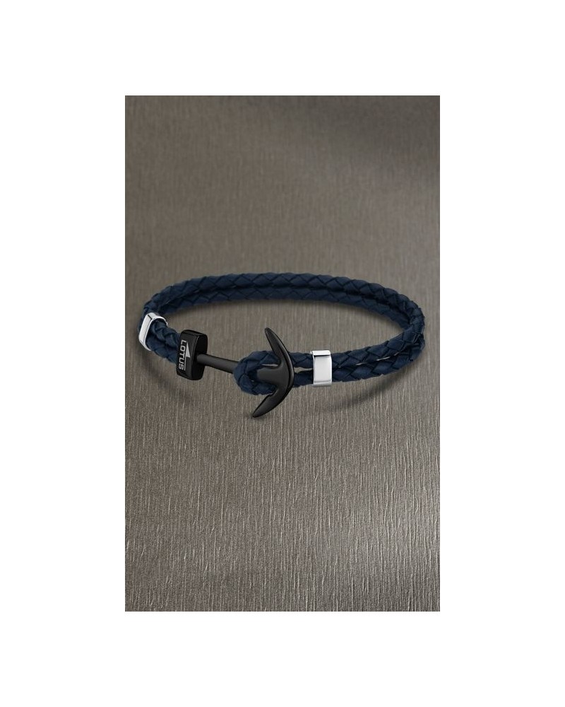 PULSERA LOTUS PIEL AZUL ANCLA