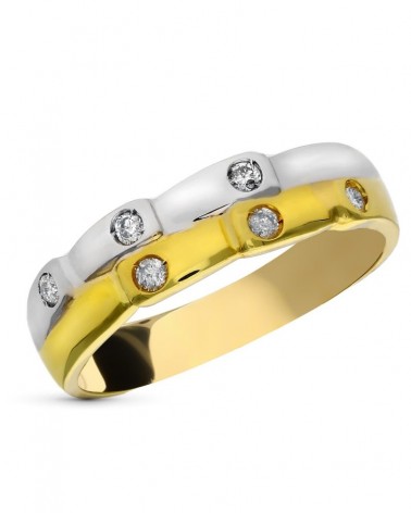 Sortija oro 18k bicolor diamantes talla brillante