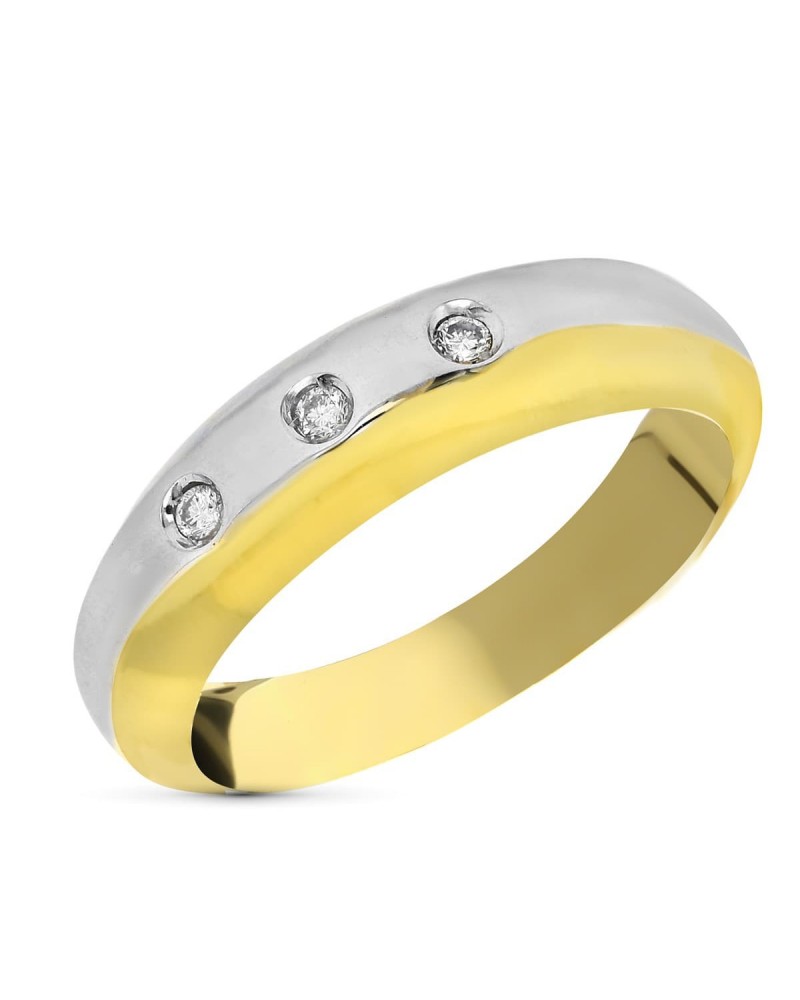 Sortija oro 18k bicolor 3 diamantes talla brillante