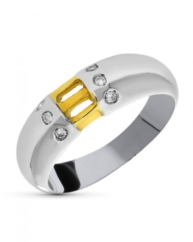 Sortija oro 18k bicolor diamantes 0,15 quilates
