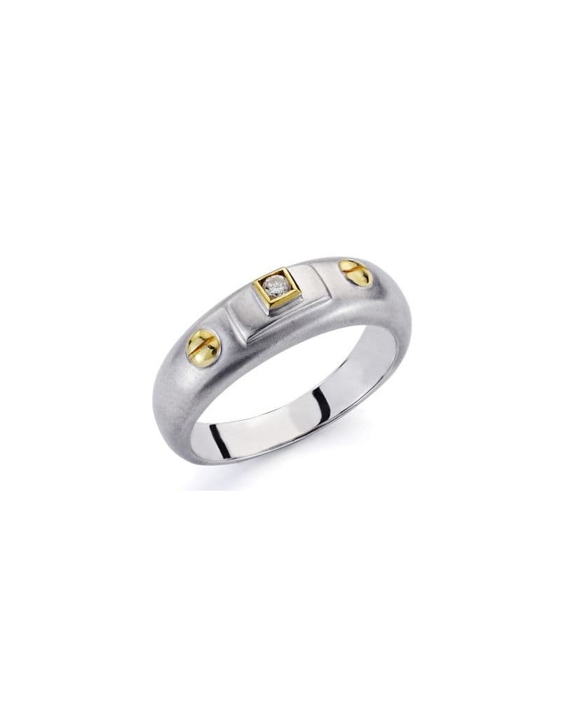 Sortija oro bicolor 18k diamante brillante