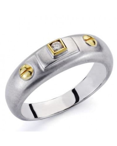 Sortija oro bicolor 18k diamante brillante