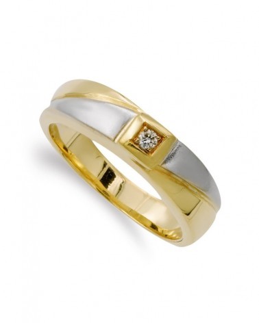Sortija oro 18k bicolor diamante 5mm