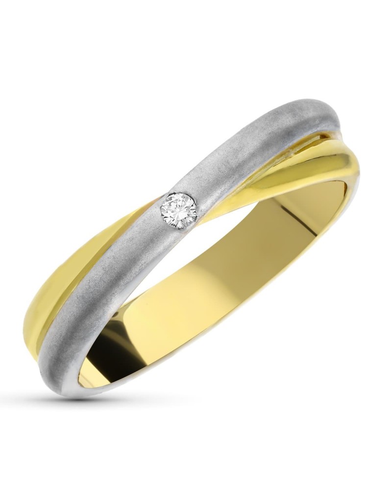 Sortija oro 18k bicolor brillante