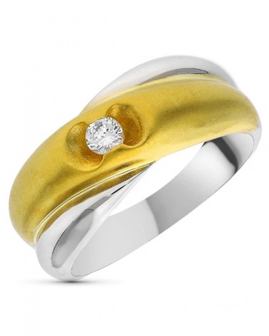 Sortija oro 18k bicolor diamante brillante 8mm