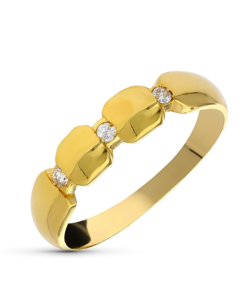 Sortija oro 18k amarillo 3 diamantes brillante 5mm