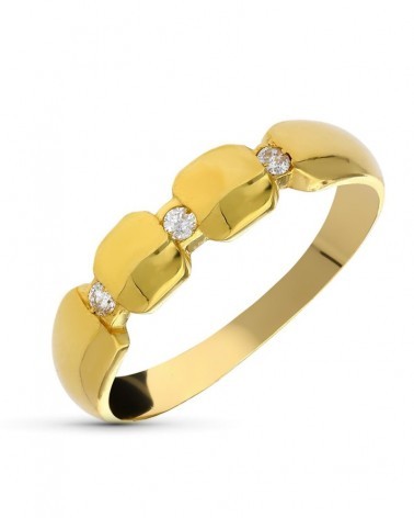 Sortija oro 18k amarillo 3 diamantes brillante 5mm