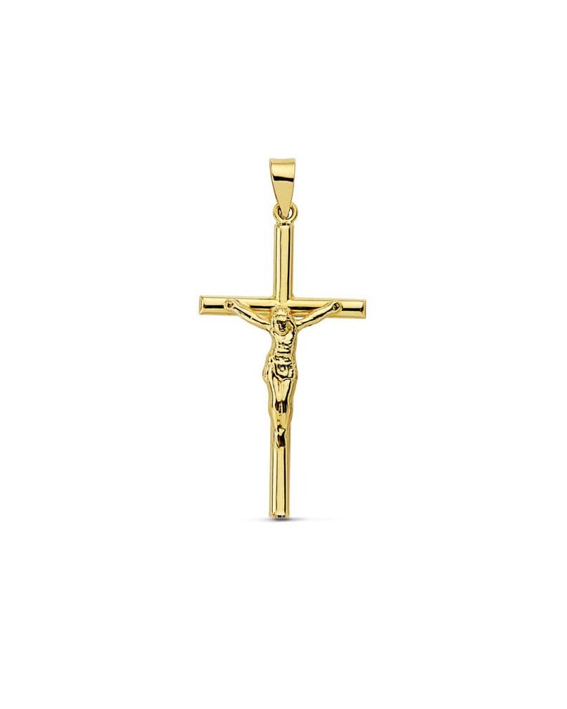 Cruz con Cristo oro 18k amarillo hueca 32x16 mm