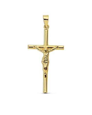 Cruz con Cristo oro 18k amarillo hueca 32x16 mm
