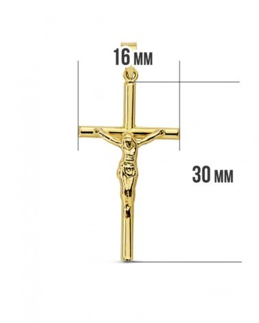 Cruz con Cristo oro 18k amarillo hueca 32x16 mm