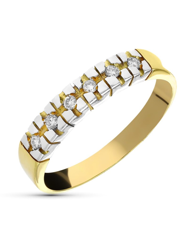 Sortija oro 18k bicolor diamantes talla brillante 4mm