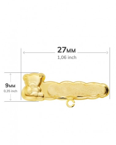 Alfiler oro 18k osito tallado 27x9mm