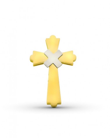 Cruz oro 18k bicolor sin cristo 22x14 mm