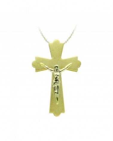 Cruz oro 18k con Cristo bicolor 22x14mm