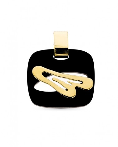 Colgante oro 18k amarillo con ébano diseño moderno