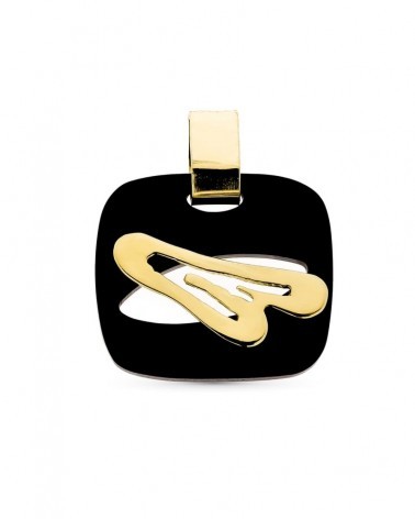 Colgante oro 18k amarillo con ébano diseño moderno