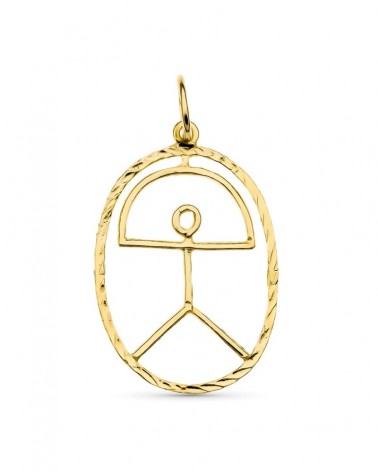 Colgante oro 18k Indalo andaluz ovalado 26x17mm