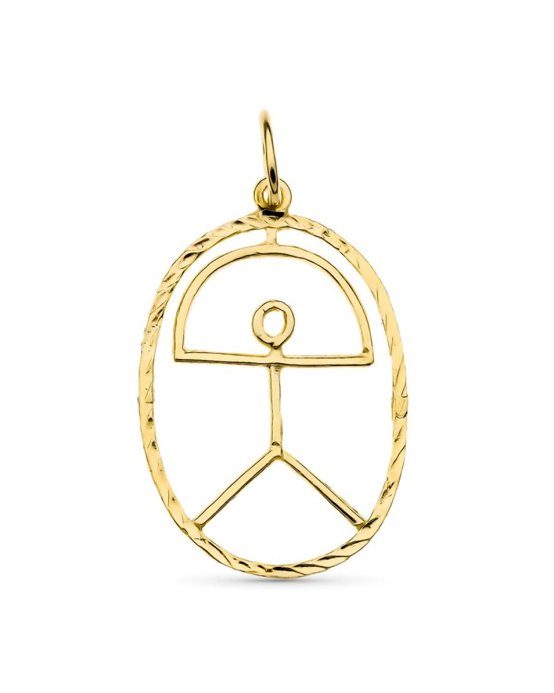 Colgante oro 18k Indalo andaluz ovalado 26x17mm