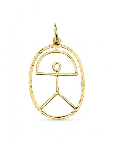 Colgante oro 18k Indalo andaluz ovalado 26x17mm