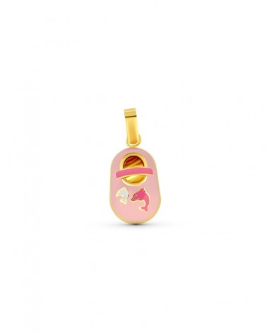 Colgante oro 18k zapatito esmaltado rosa 15x10mm