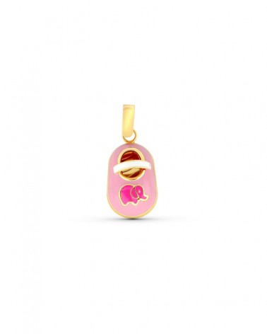 Colgante oro 18k zapato esmaltado rosa 15x10mm