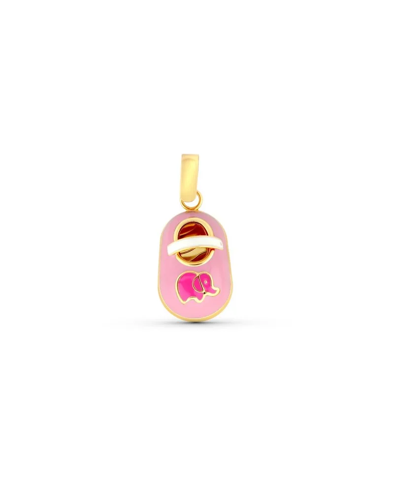 Colgante oro 18k zapato esmaltado rosa 15x10mm