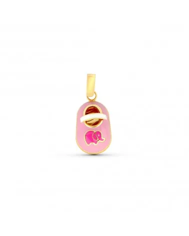 Colgante oro 18k zapato esmaltado rosa 15x10mm