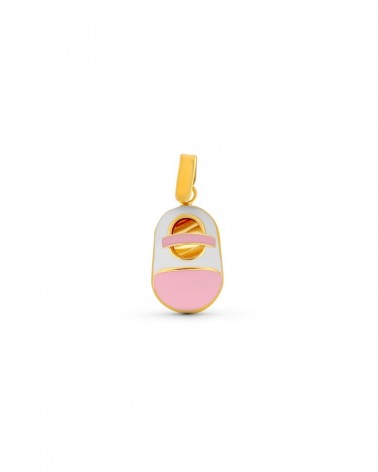 Colgante oro 18k zapato esmaltado rosa 15x10mm