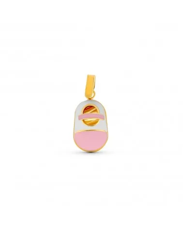 Colgante oro 18k zapato esmaltado rosa 15x10mm