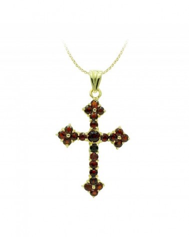 Cruz oro 18k amarillo granates 47x31mm